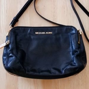 MK Black Leather Crossbody